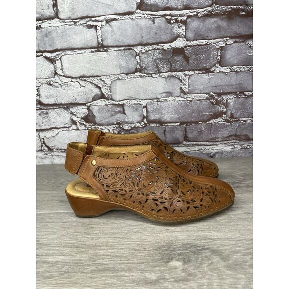 Pikolinos Romana Brown Leather Slingback Low Pump Casual Sandals Women Sz 36EU/6 - Picture 1 of 16